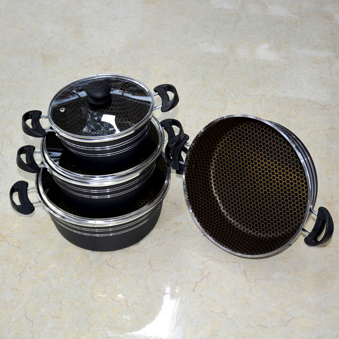 قابلمه 7پارچه دسته طلایی زنبوری کیژان مشکی