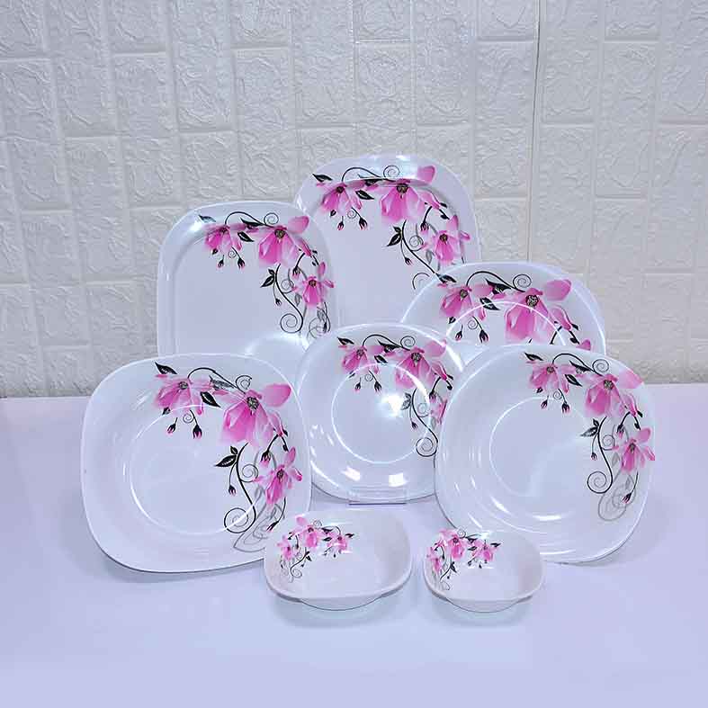 سرویس ملامین 36پارچه گلریز گل صورتی