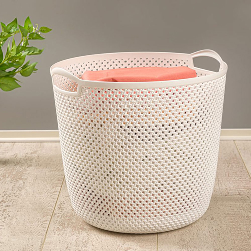 سبد رخت گرد طرح بافت کد2138 لیمون