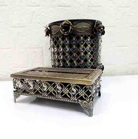 سطل وجا دستمال گلبرگ کریستال آنتیک خاتم