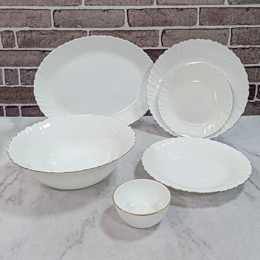 26پارچه گرد سفید لب طلا عالی (پیچ) فرانسوا 