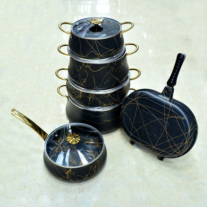 سرویس قابلمه 14پارچه ویکتوریا ماربل طلایی DMT