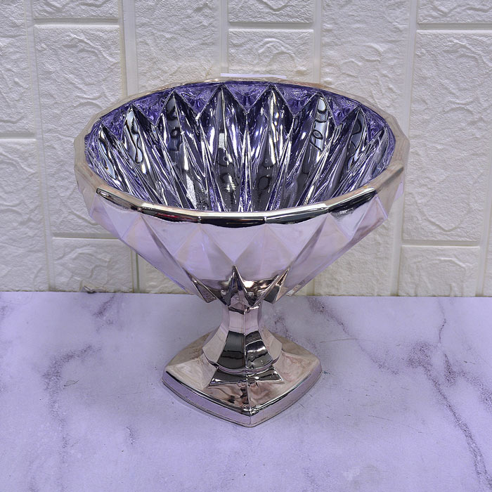 کاسه بزرگ پایه دار مودنا نقره ای نوری تازه 