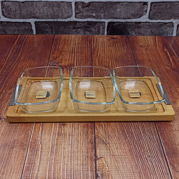 اردو خوری کوچک 3 عددی پایه چوبی کد2245 لیمون