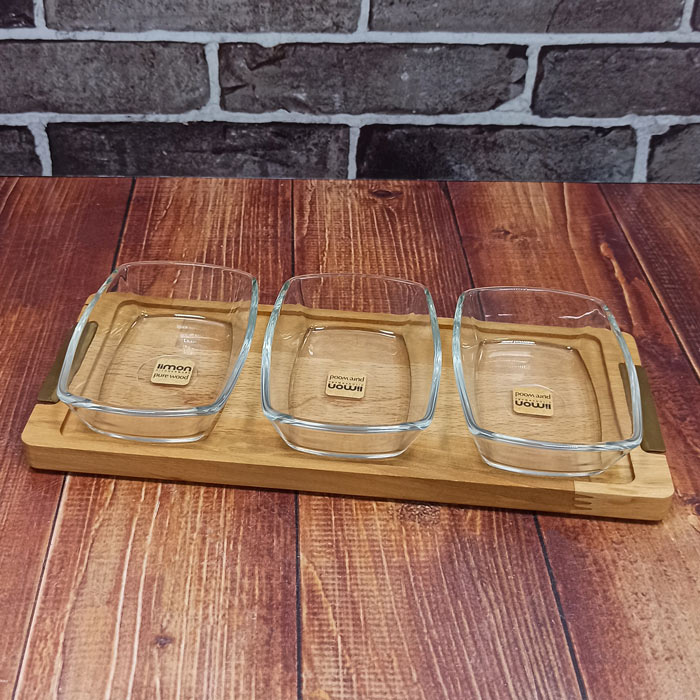 اردو خوری مستطیل 3 خانه پایه چوبی کد2248 لیمون