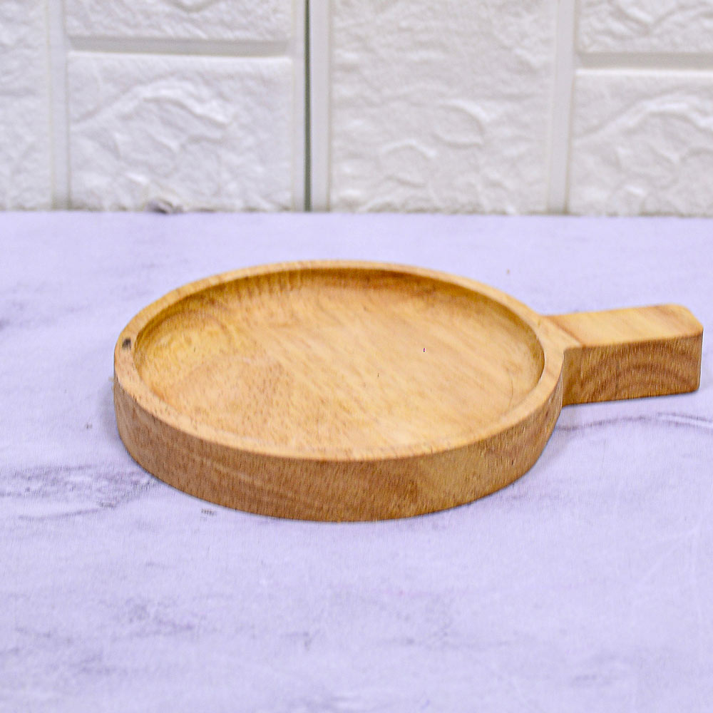 زیر لیوانی گرد دسته راکتی چوب رابروود