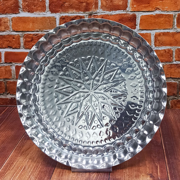 سینی استیل گرد کنگره طرحدار سایز35 الیکا