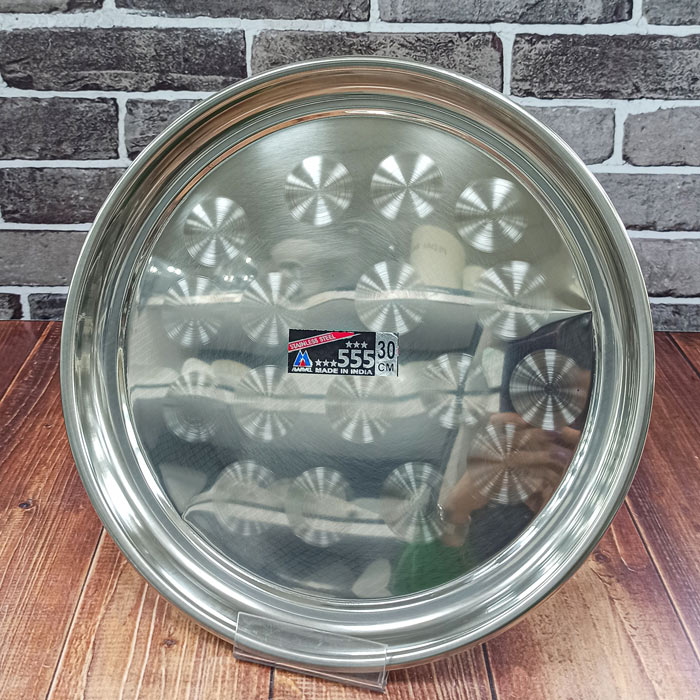 سینی گرد استیل هندی سایز30 کد555