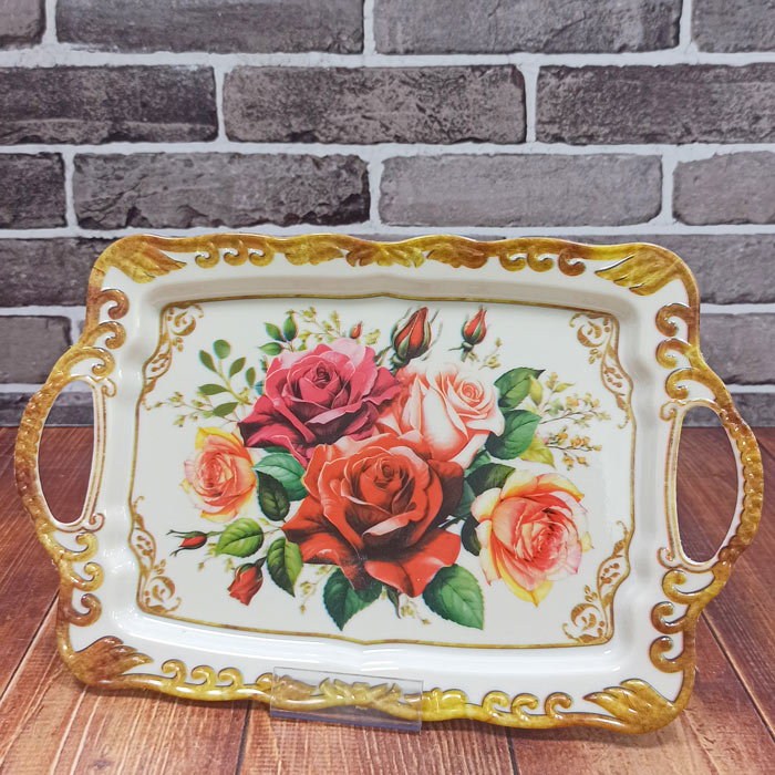 سینی مستطیل کوچک برجسته M1 تمام گل ملامین