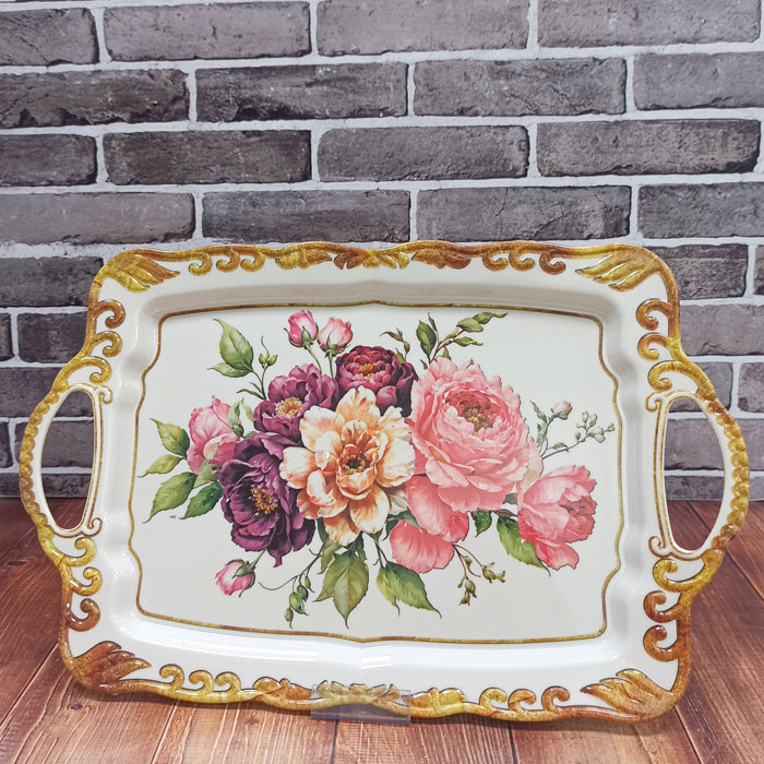 سینی مستطیل بزرگ برجسته M4 تمام گل ملامین