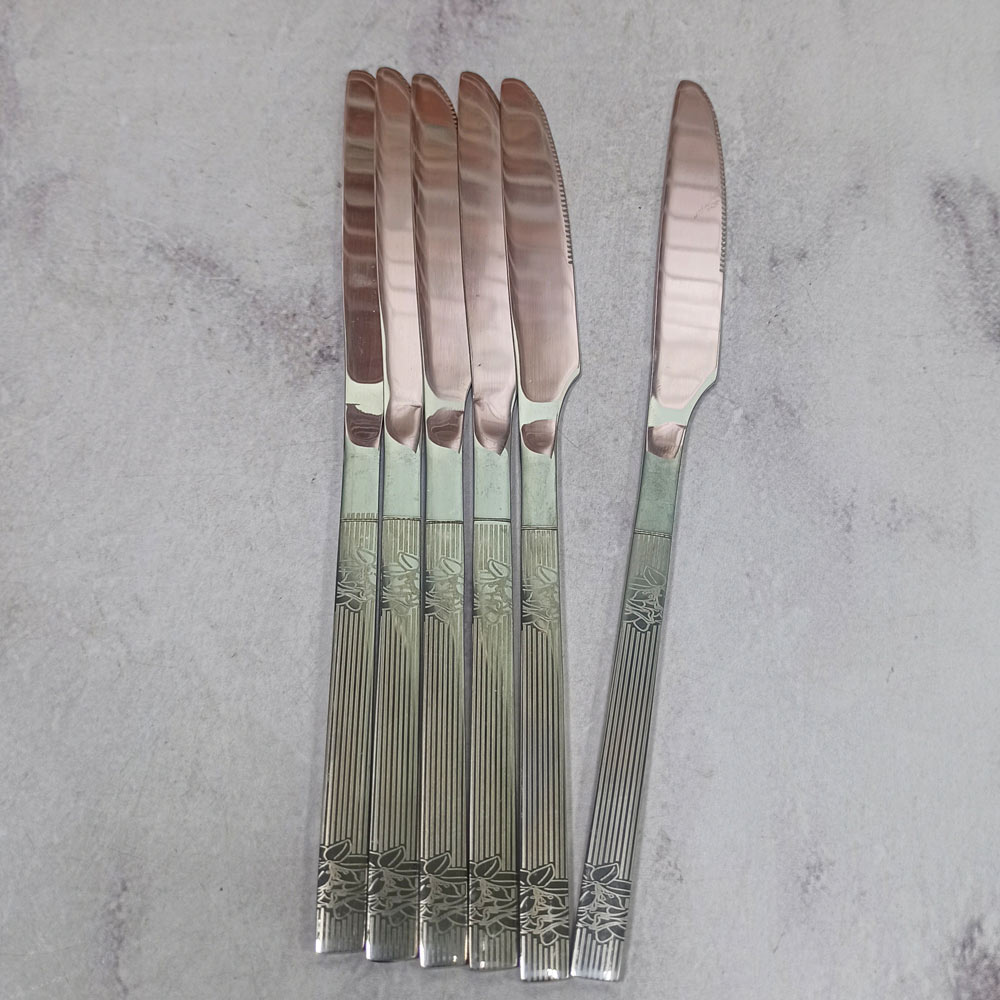 کارد 6عددی صبحانه خوری گلدار نقره ای