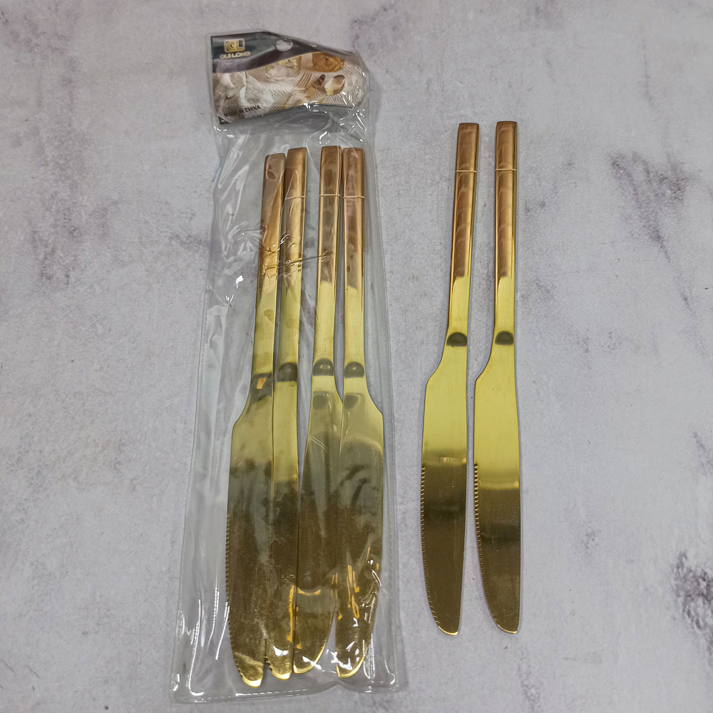 کارد 6عددی صبحانه خوری تمام استیل طلایی