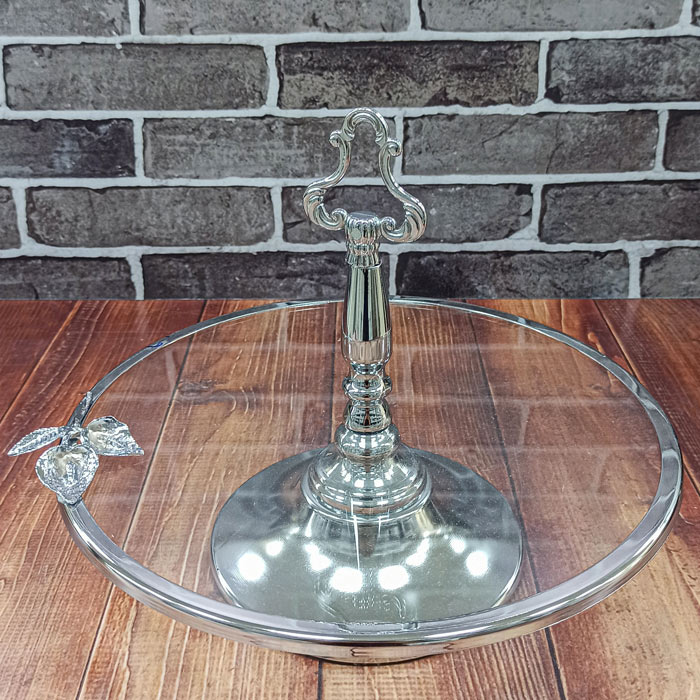 شیرینی خوری یک طبقه شیشه ای نقره ای رویال هوم