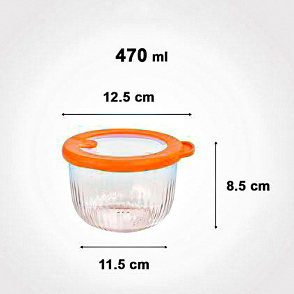 کاسه گرد شیشه ای دربدار شیاردار 470میل الوان کد2221 لیمون