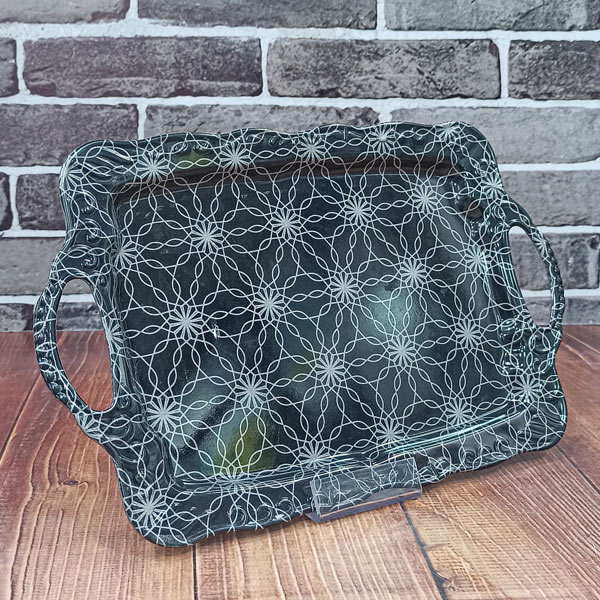 سینی مستطیل مینی برجسته M1 طلا و نقره ملامین