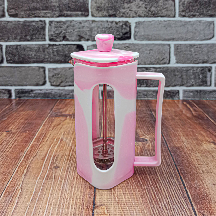 قوری فرنچ 350میل چهارگوش صورتی (رنگی) YITIAN