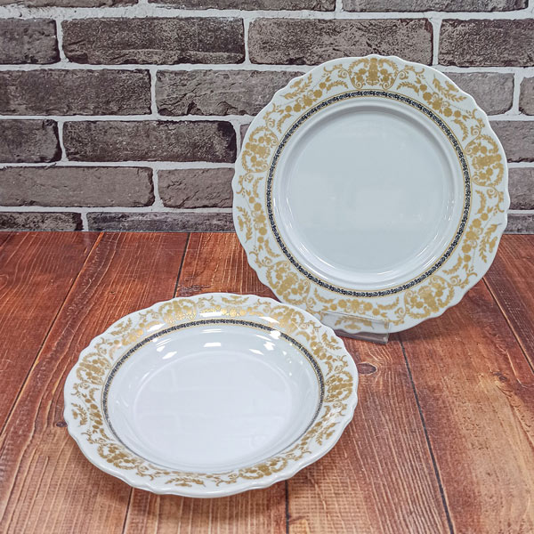 سرویس ملامین 33پارچه گره کنگره زعفرانیه آهار طلایی