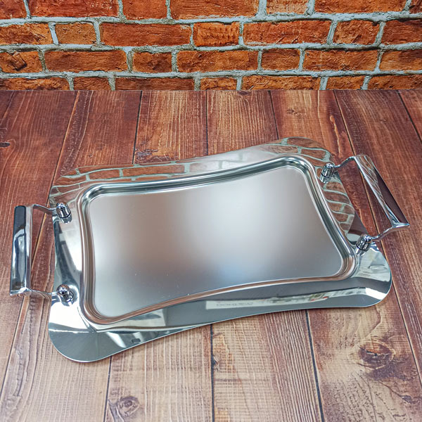 سینی استیل آلفا مستطیل کوچک ساده A1P ساپر