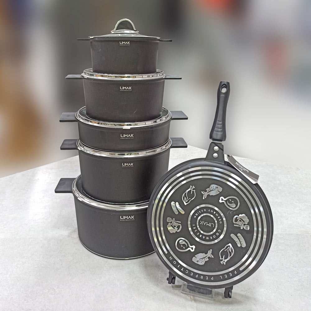 قابلمه 12پارچه طرح آلمان مشکی لیماک