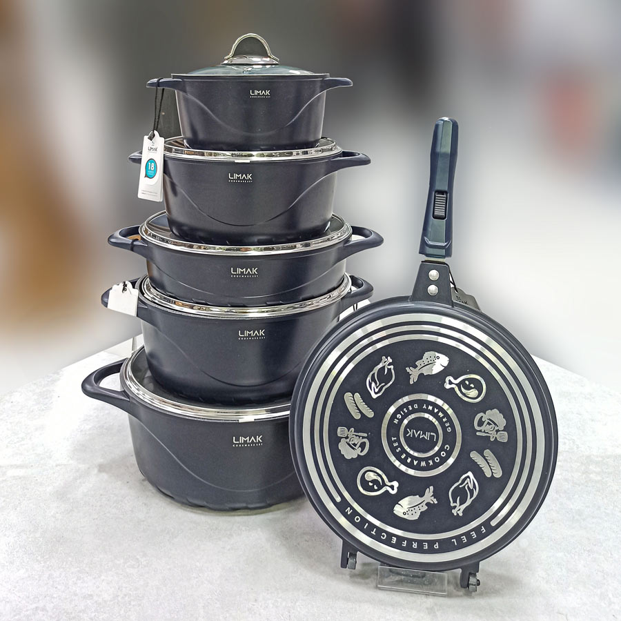 قابلمه 12پارچه طرح ایتالیا سرمه ای لیماک