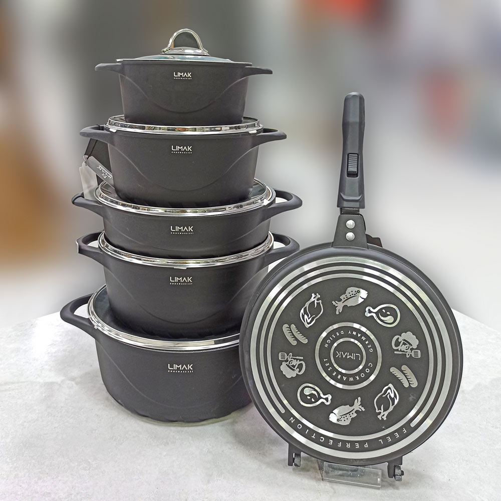 قابلمه 12پارچه طرح ایتالیا مشکی لیماک