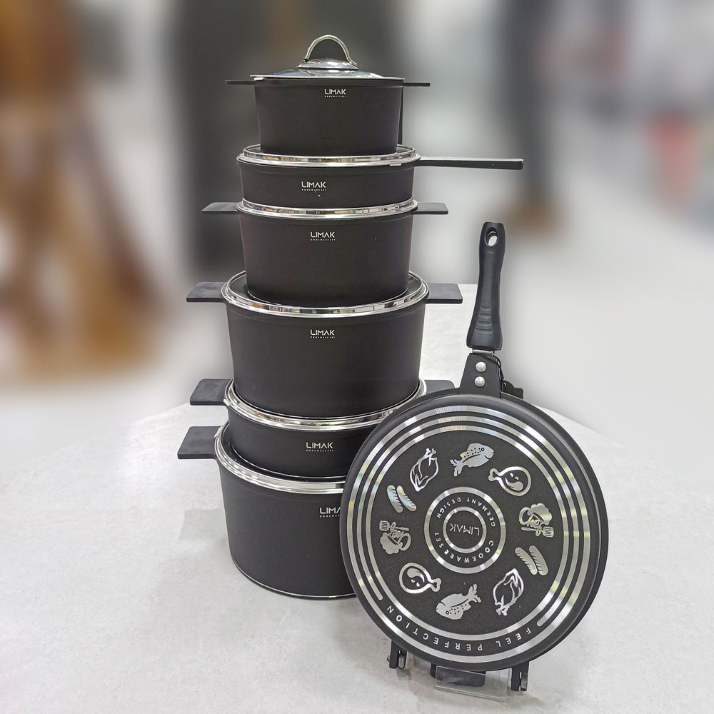 قابلمه 14پارچه طرح آلمان مشکی لیماک