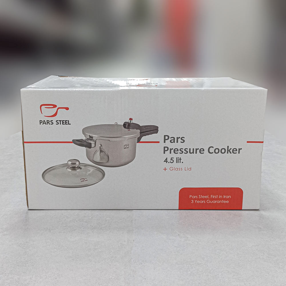 زودپز 4/5لیتر تک دسته +درب پیرکس کف سه لایه پارس استیل