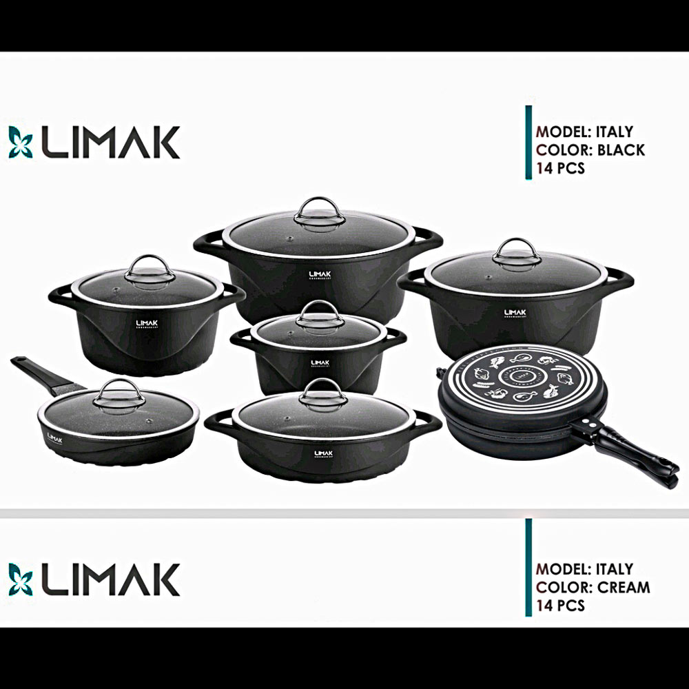 قابلمه 14پارچ طرح ایتالیایی مشکی لیماک 