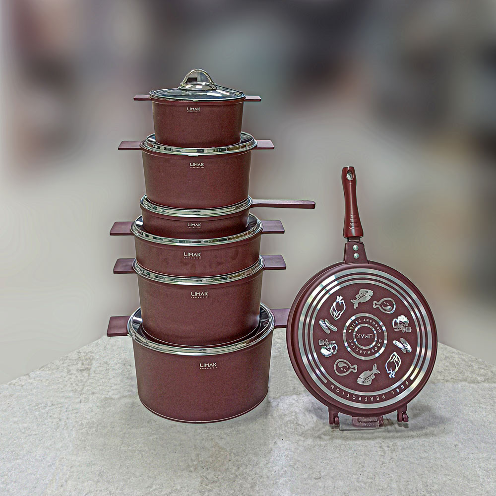 قابلمه 14پارچه طرح آلمان زرشکی لیماک