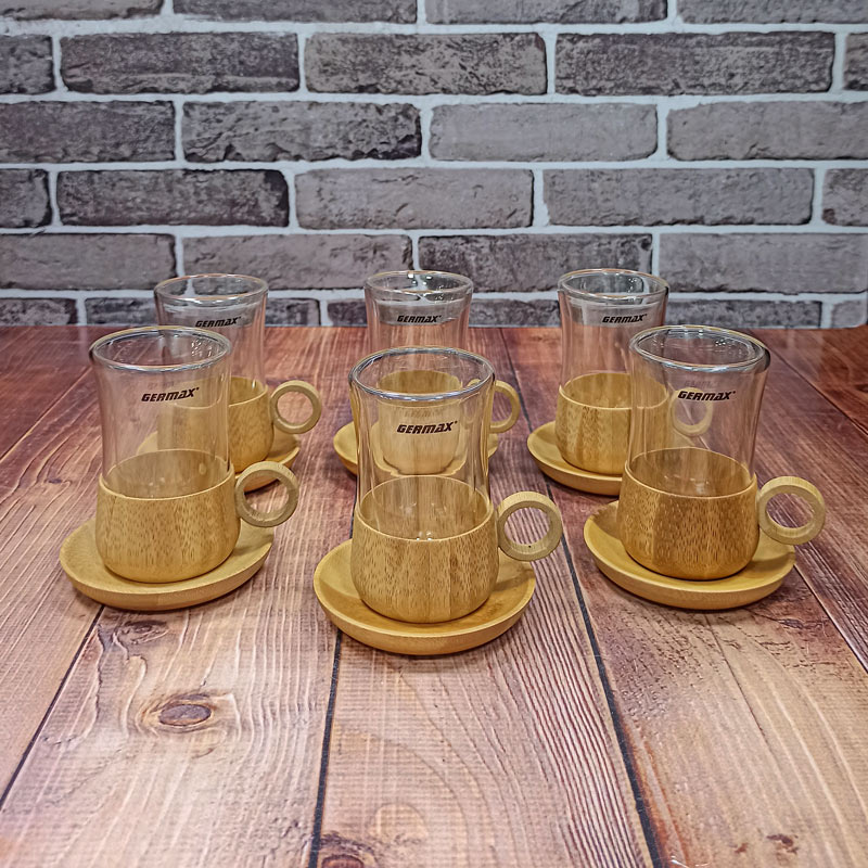 فنجان و نعلبکی پیرکس چوبی کد2217 GERMAX