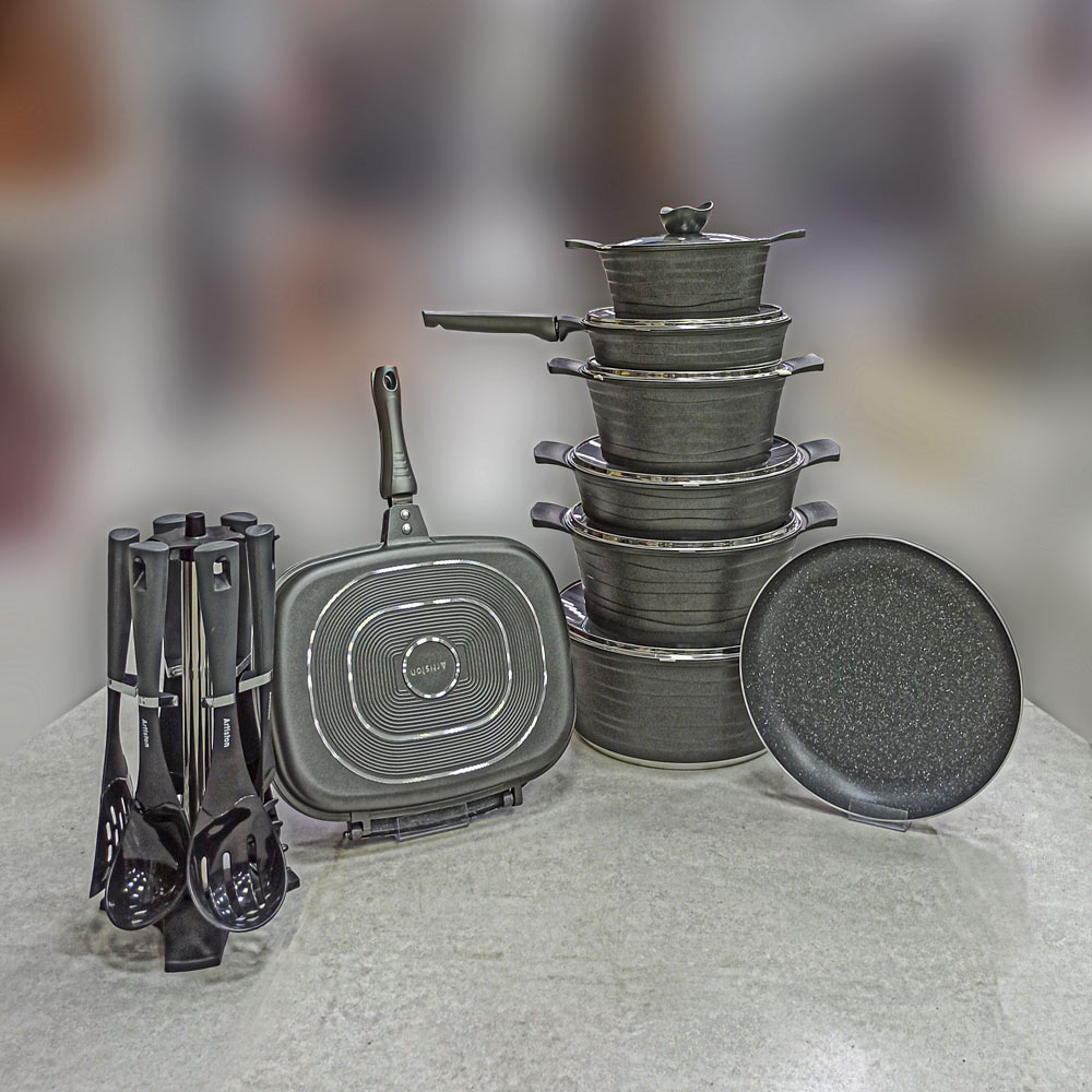 سرویس قابلمه 25پارچه چدن گرانیت مدادی آرتیستون