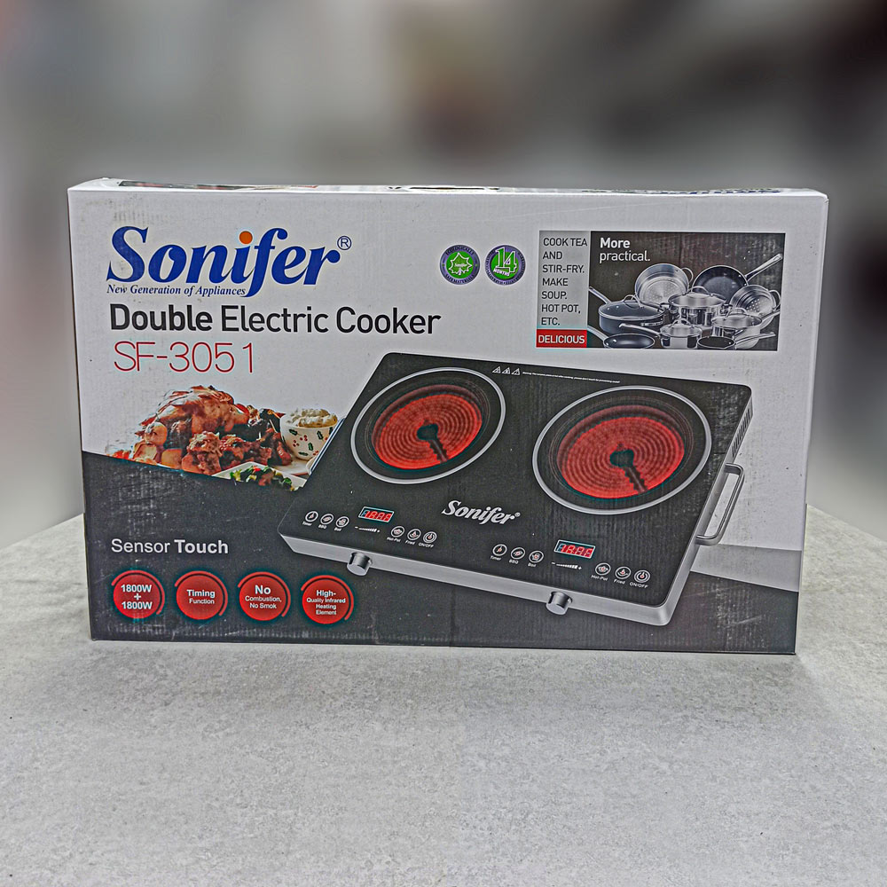 اجاق گاز صفحه سرامیکی دو قلو 1800وات کد3051 سونیفر