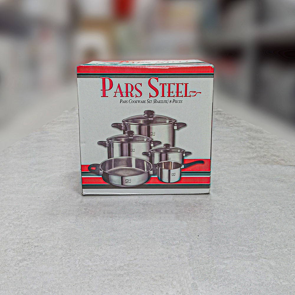 سرویس قابلمه 8پارچه دسته باکالیت کف سه لایه پارس استیل