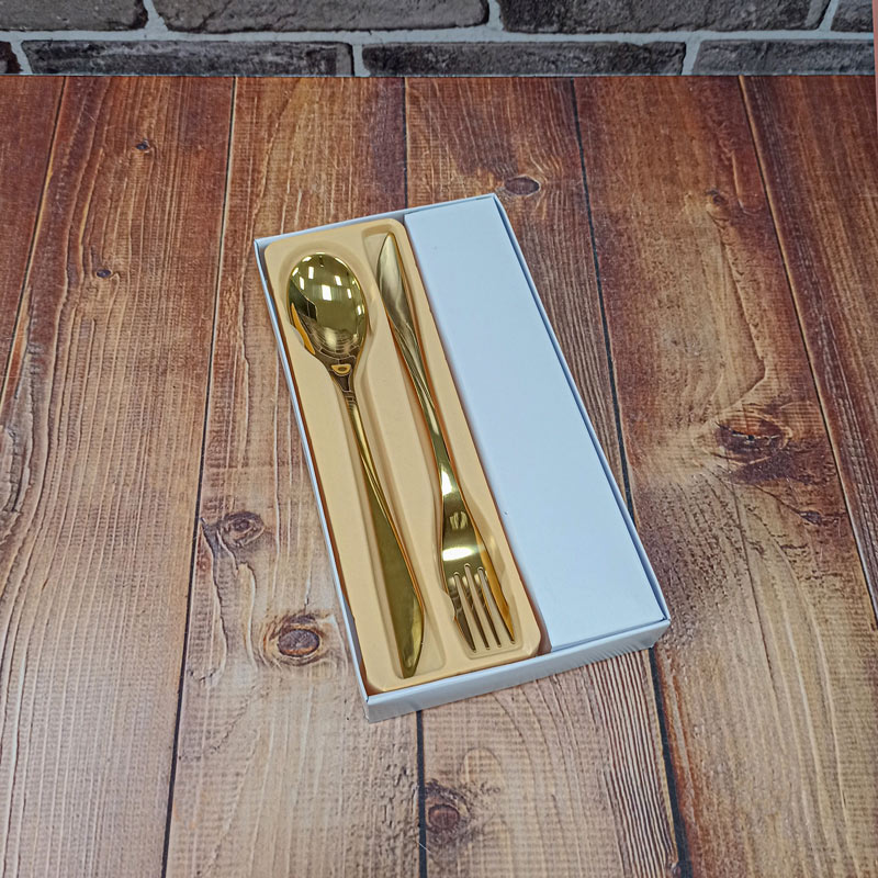قاشق و چنگال غذاخوری جعبه ای تمام طلایی کد3 کرکماز