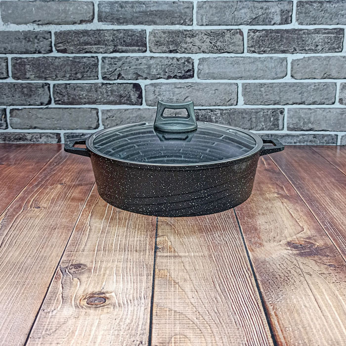 تابه دو دسته سایز26 مشکی درب پیرکس Hudson