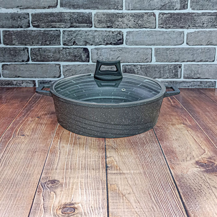 تابه دو دسته سایز26 طوسی دسته فلزی درب پیرکس Hudson