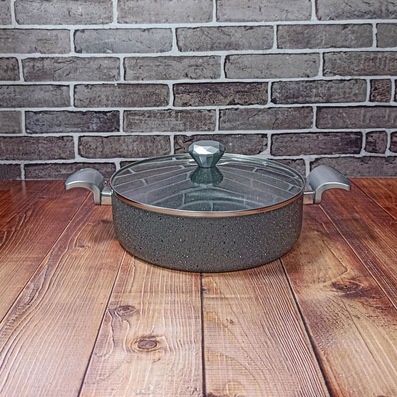 تابه دو دسته سایز28 درب پیرکس طوسی VIP