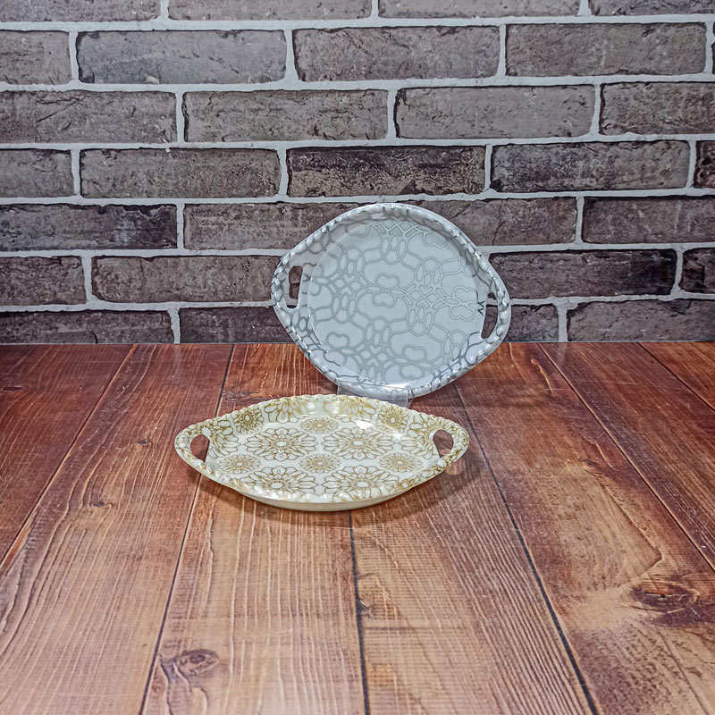 سینی ملامین طرح سنگ کد200 زعفرانیه 