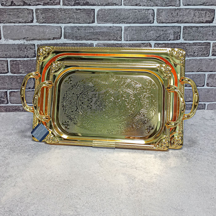 سینی مستطیل دو تکه طلایی کد5633 Najib