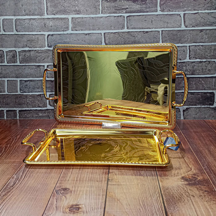 سینی مستطیل دو تکه طلایی کد5627 Najib
