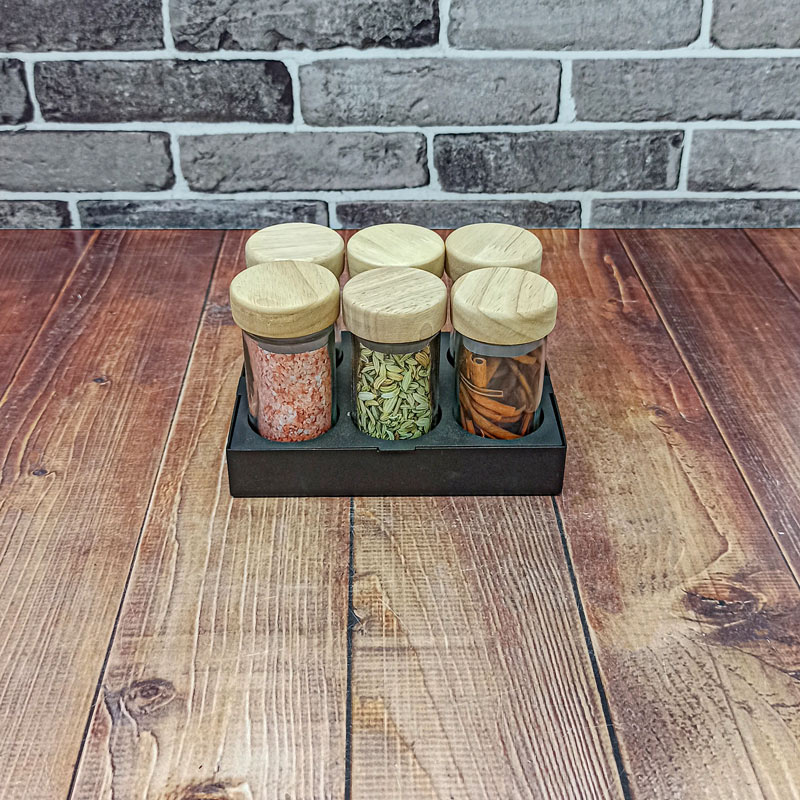 سرویس ادویه استند فلزی 6عددی ساده کد100 رویش