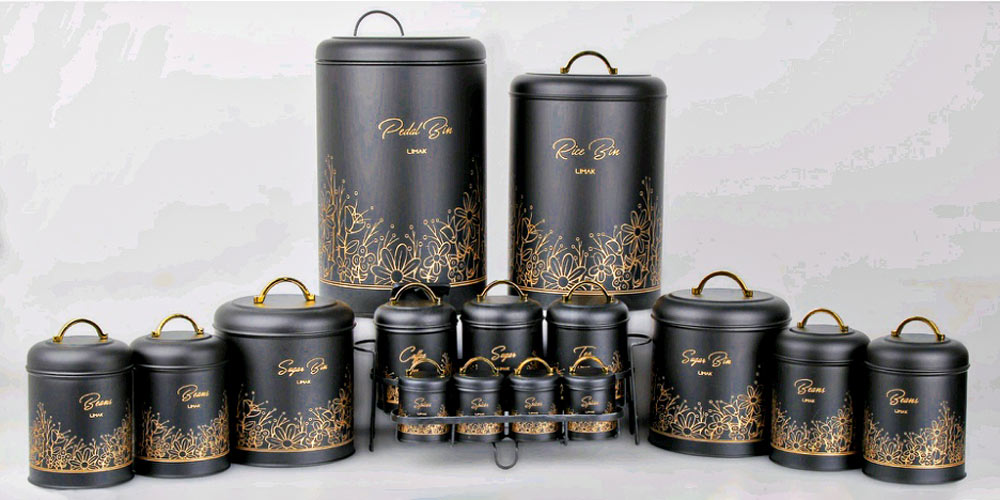 16پارچه آشپزخانه درب فلزی لیانا مشکی طلایی فانتزی لیماک