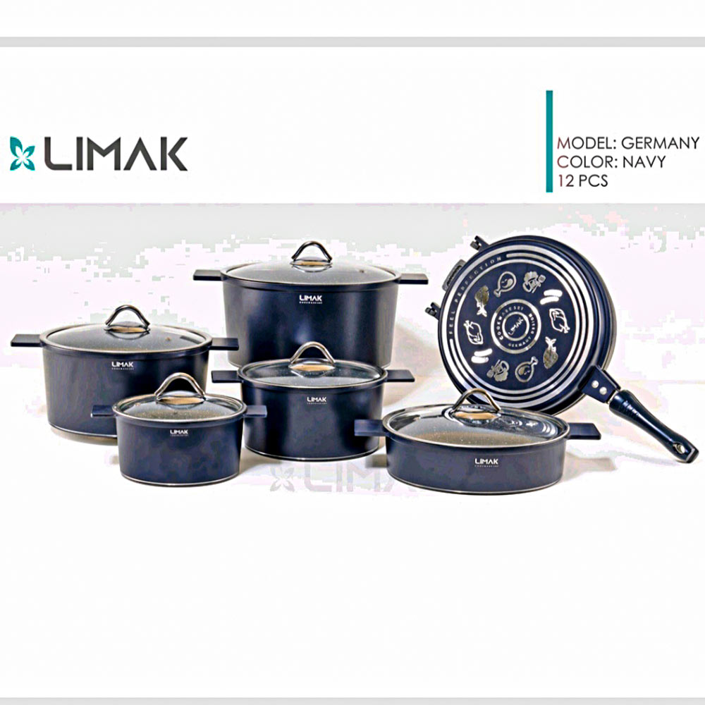 قابلمه 12پارچه طرح آلمان سرمه ای لیماک