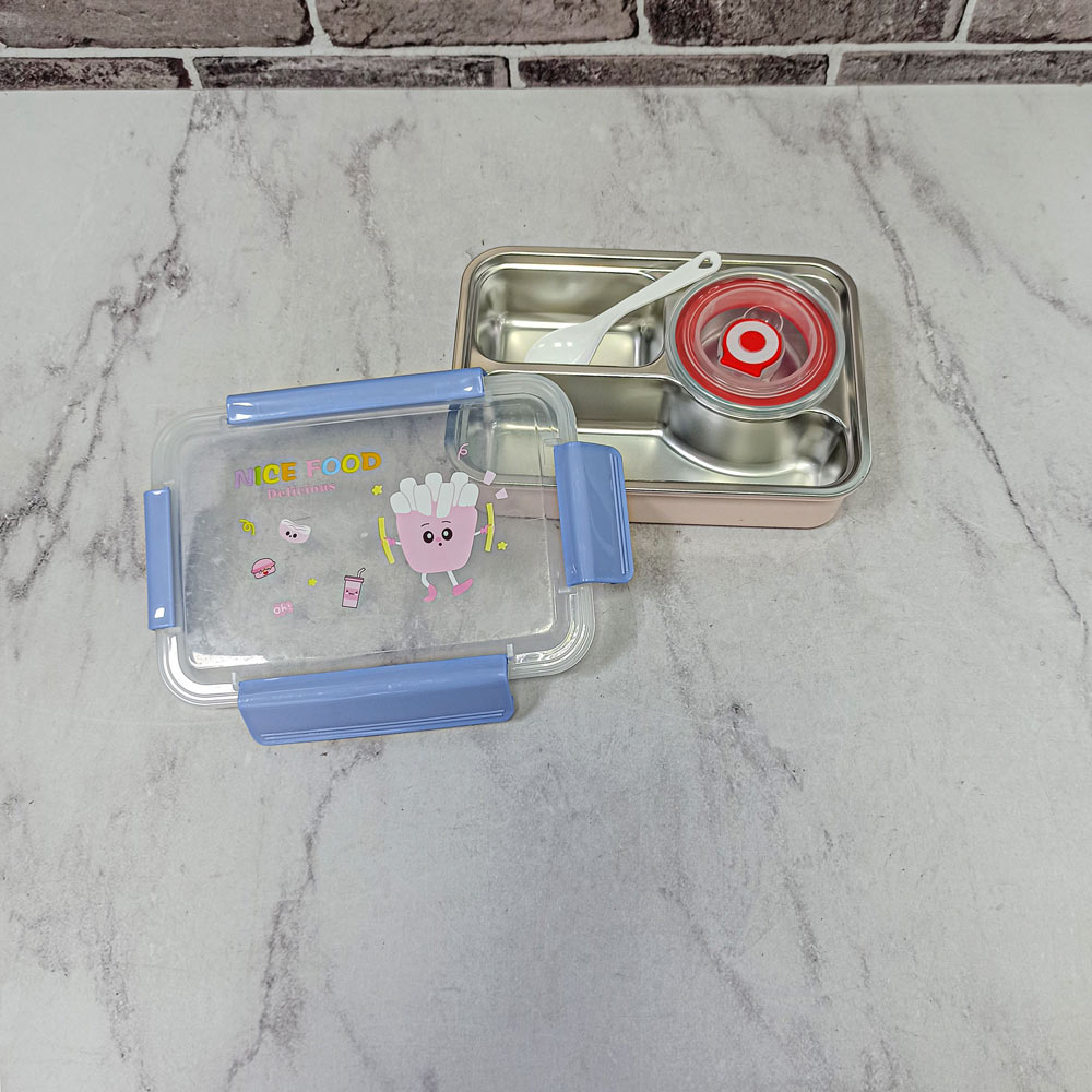 ظرف غذا سه تکه قاشق دار 