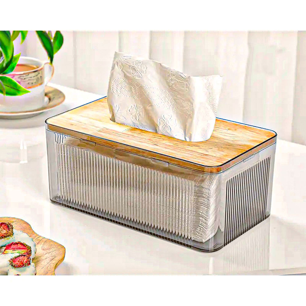 جعبه دستمال رویه چوبی کد2372 لیمون