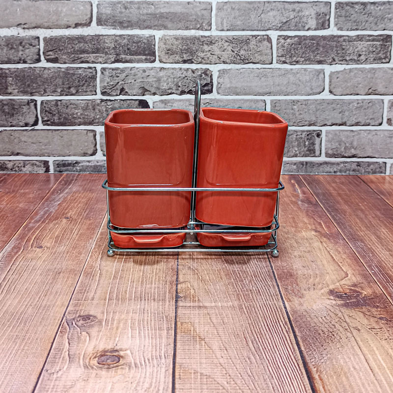 جا قاشق سرامیکی دوقلو قرمز 