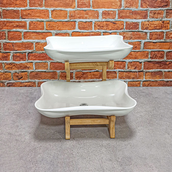 میوه خوری سرامیکی دو طبقه مستطیل کد104040 بتونی