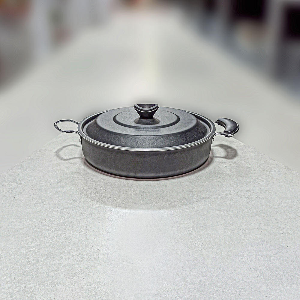 تابه دودسته سایز36 گرانیت طوسی مشکی کششی تکنو