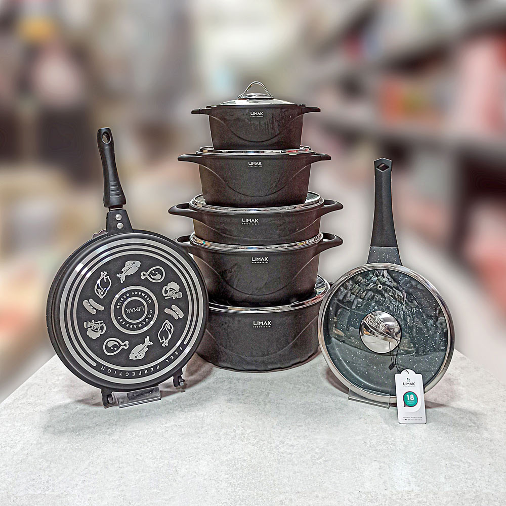 قابلمه 17پارچ طرح ایتالیایی مشکی لیماک 