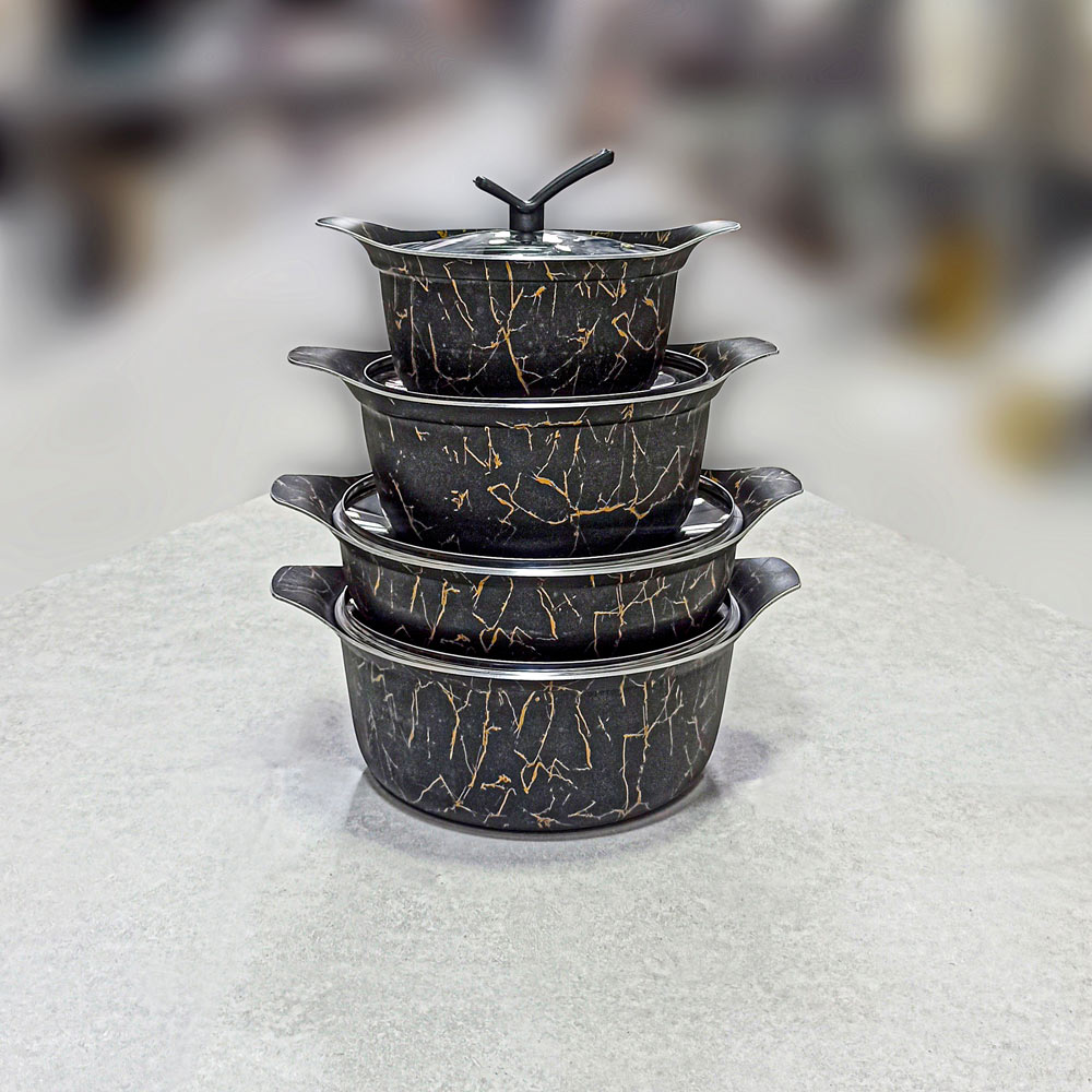 قابلمه 8پارچه درب پیرکس لبه دار ماربل لجور